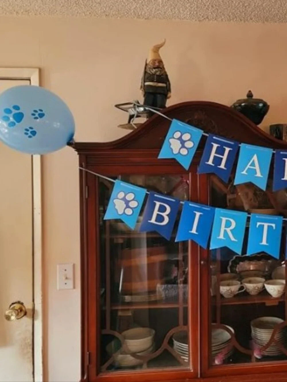 Dog Birthday Party Supplies Set Boy Blue Bandana Crown Banner Balloon Kit